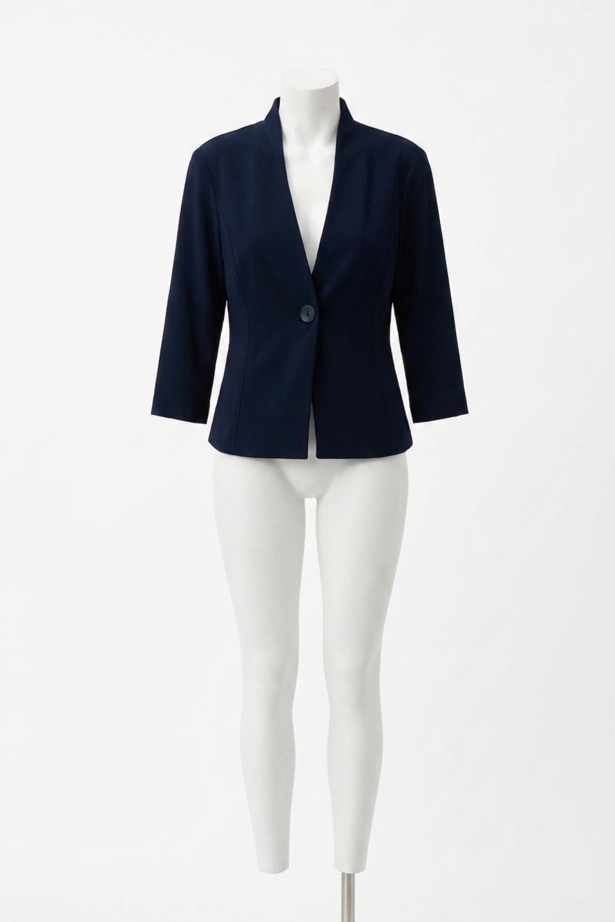 NEW JOSEPH RIBKOFF silky knit v-neck fitted jacket in midnight blue